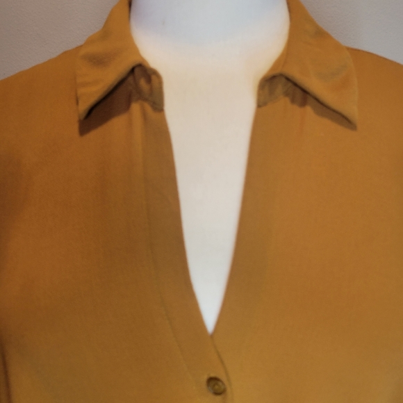 All in Favor Twisted Button Down Shirt, Mustard - Picture 2 of 9